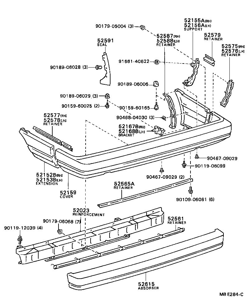 52153-32901 EXTENSION, REAR BUMPER, LH product image