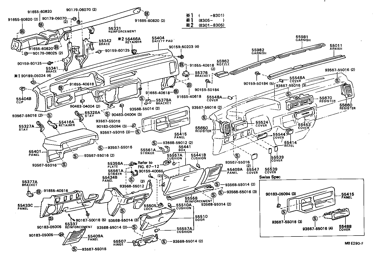 55306-32030 BRACE, INSTRUMENT PANEL, NO.1 product image