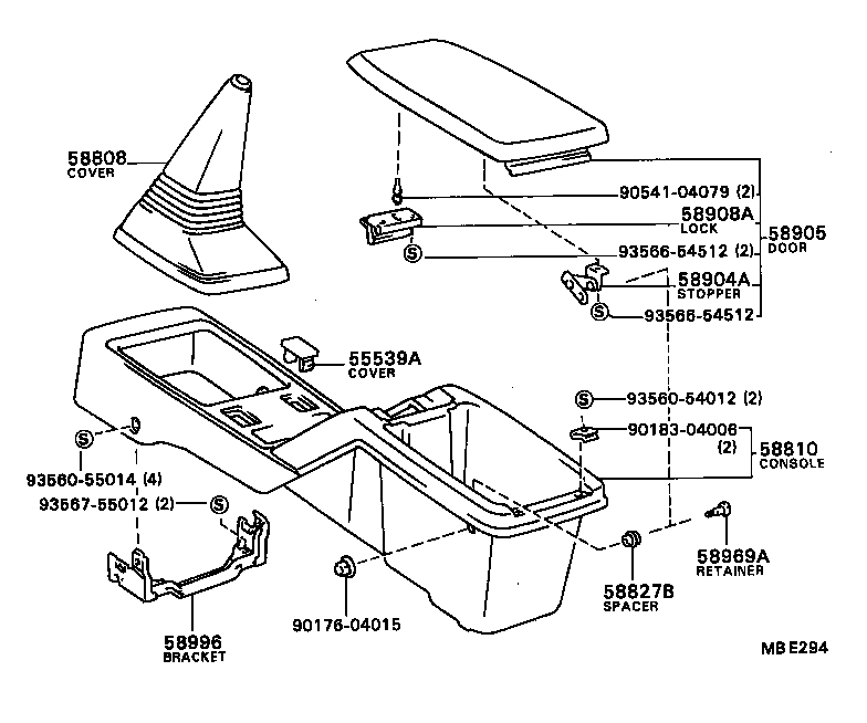 58907-32010 HINGE SUB-ASSY, CONSOLE COMPARTMENT DOOR product image