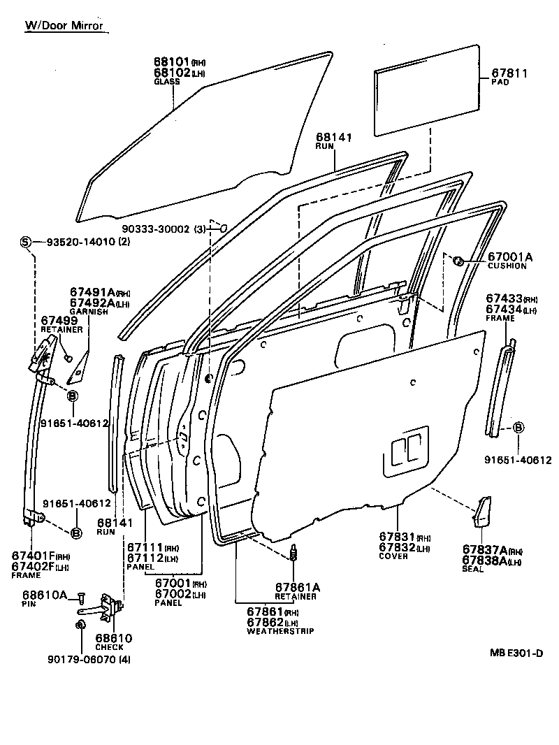 67401-32051 FRAME SUB-ASSY, FRONT DOOR, FRONT LOWER RH product image