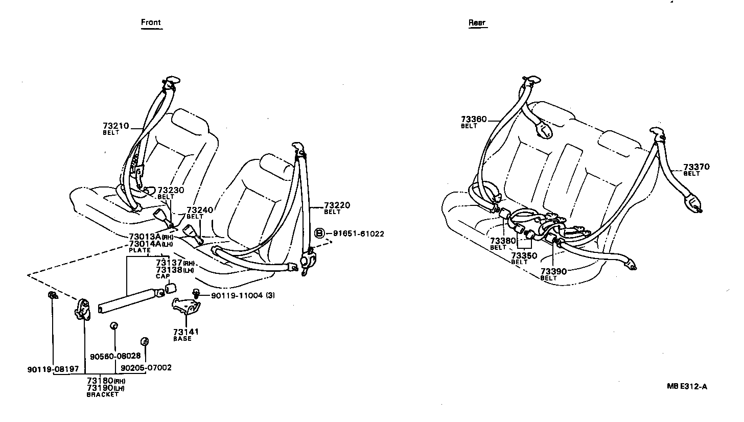 73013-32010-06 PLATE SUB-ASSY, FRONT SEAT BELT INNER ANCHOR, RH product image