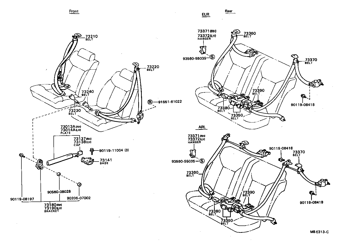 73013-32010-06 PLATE SUB-ASSY, FRONT SEAT BELT INNER ANCHOR, RH product image