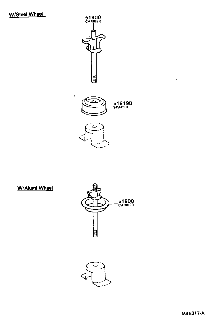 Toyota 51900-32020 CARRIER ASSY, SPARE WHEEL