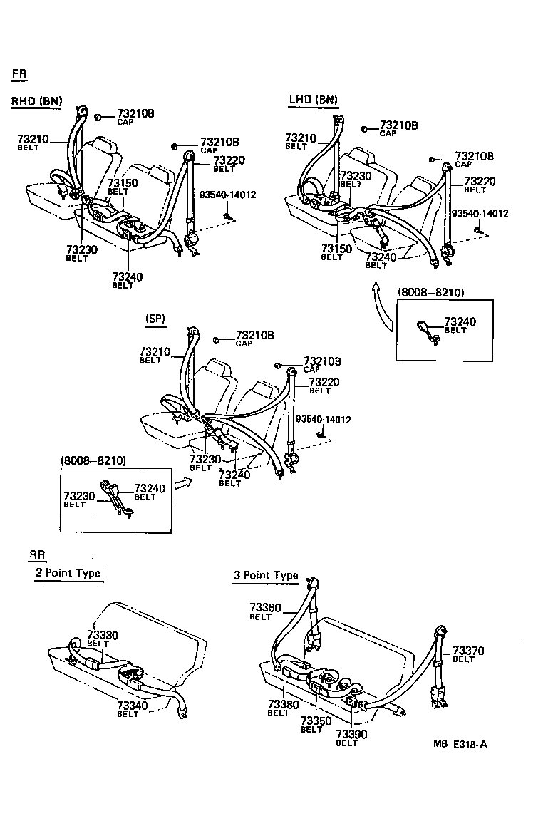 73210-90A03 BELT ASSY, FRONT SEAT OUTER, RH product image