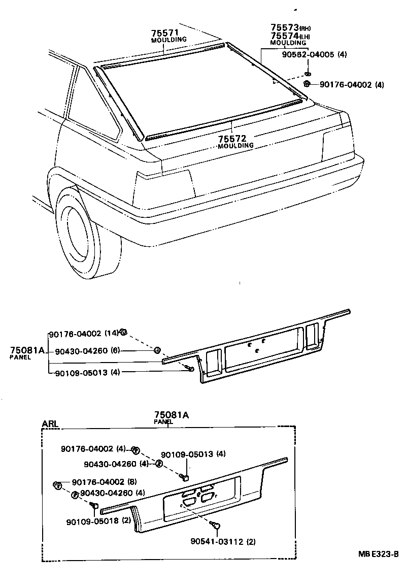 75575-32011 MOULDING, BACK WINDOW, LOWER product image