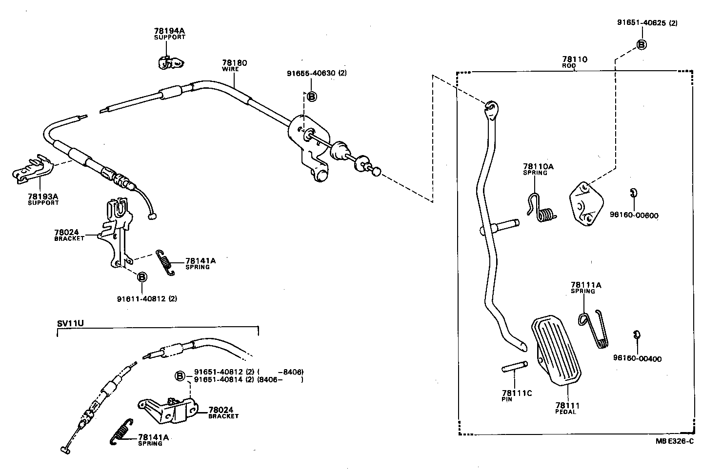 78193-32030 SUPPORT, ACCELERATOR CONTROL CABLE, NO.3 product image