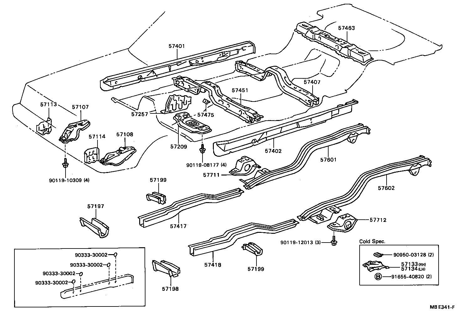 57602-20120 MEMBER SUB-ASSY, REAR FLOOR SIDE, LH product image