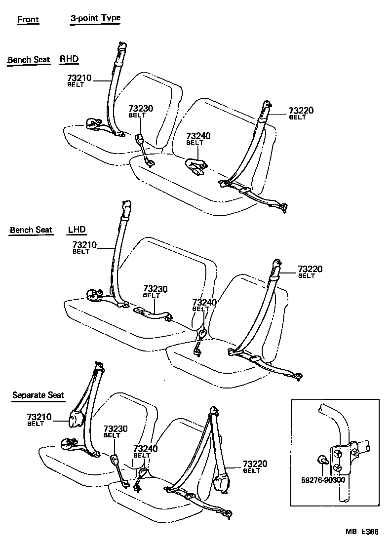 71801-90335 BELT ASSY, FRONT SEAT OUTER, RH product image