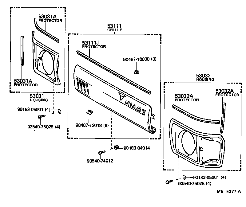 53138-95A05 PROTECTOR, HEADLAMP DOOR, RH product image
