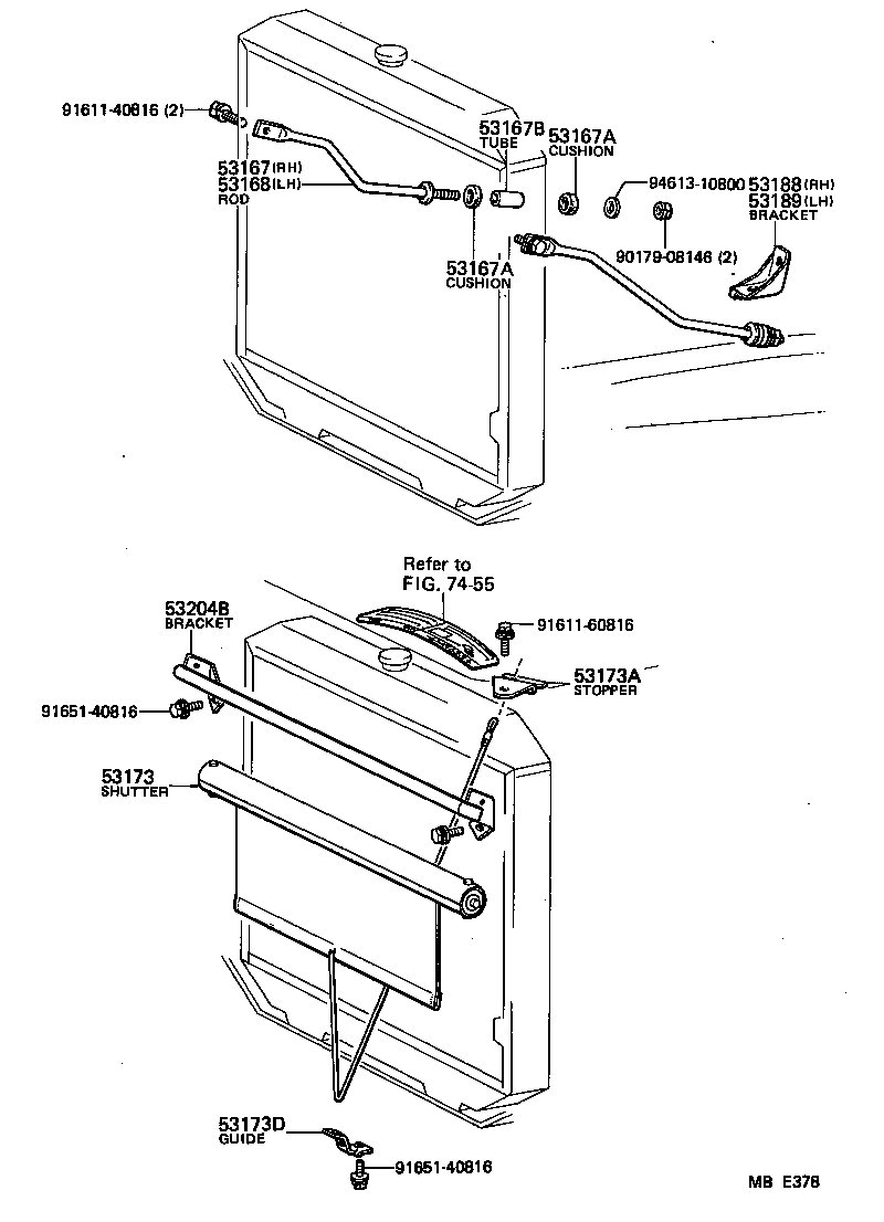 53204-95A02 BRACKET SUB-ASSY, RADIATOR SHUTTER product image