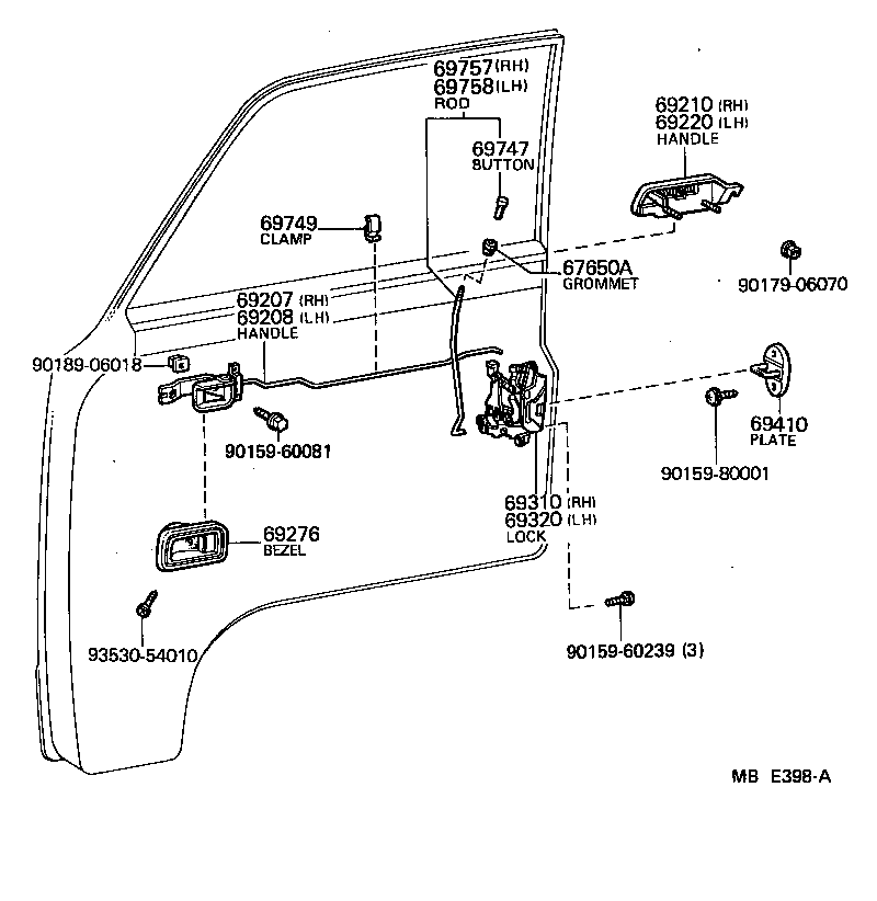 69720-95A03 HANDLE SUB-ASSY, FRONT DOOR INSIDE, LH product image