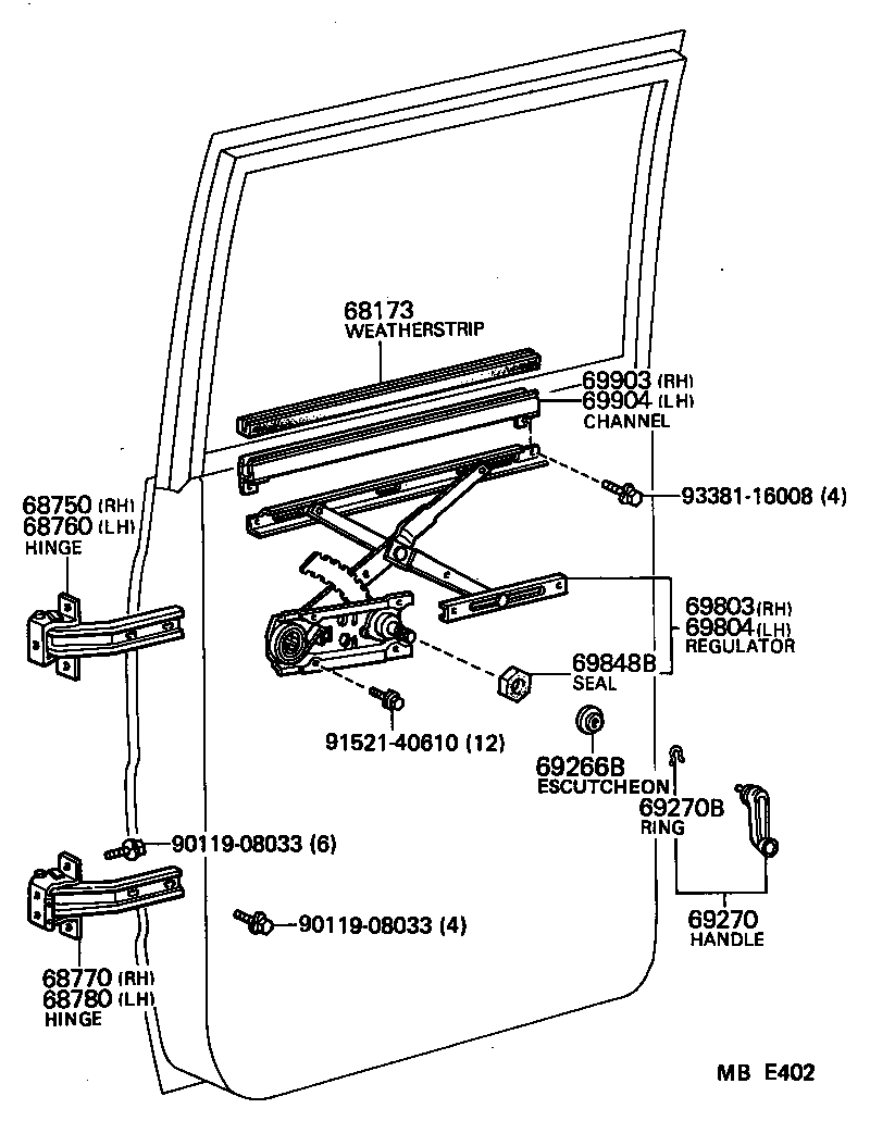 68750-95400 HINGE ASSY, REAR DOOR, UPPER RH product image