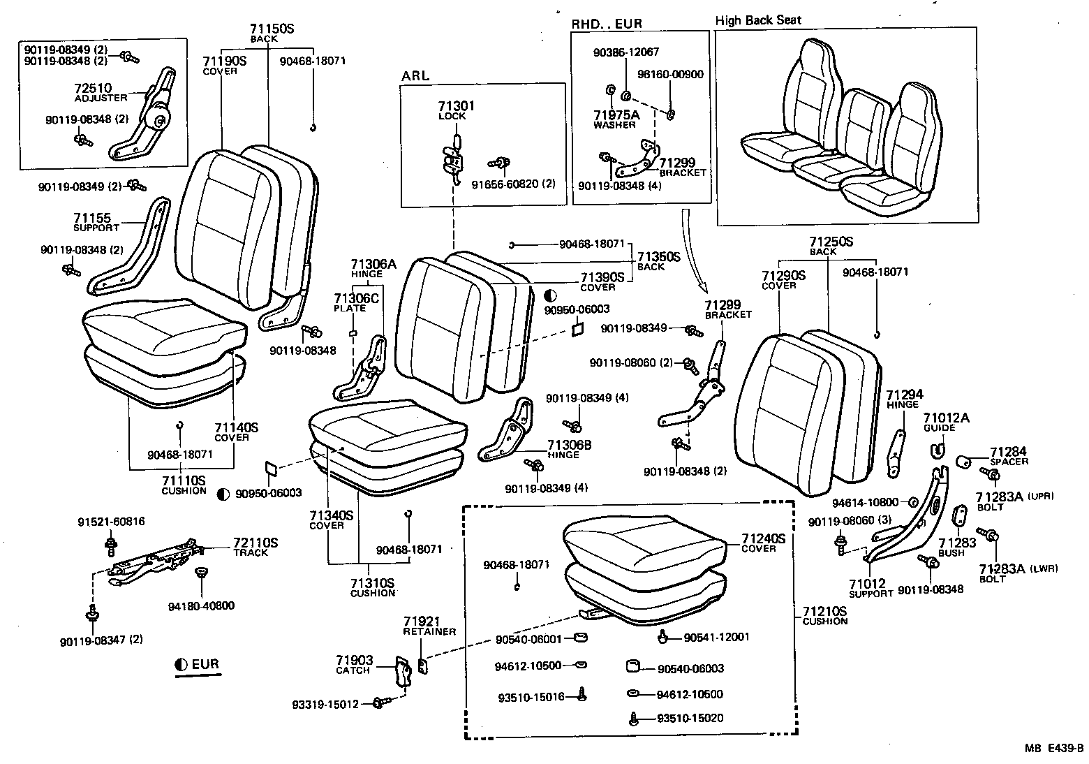 71440-95A05 COVER ASSY, NO.2 SEAT CUSHION product image