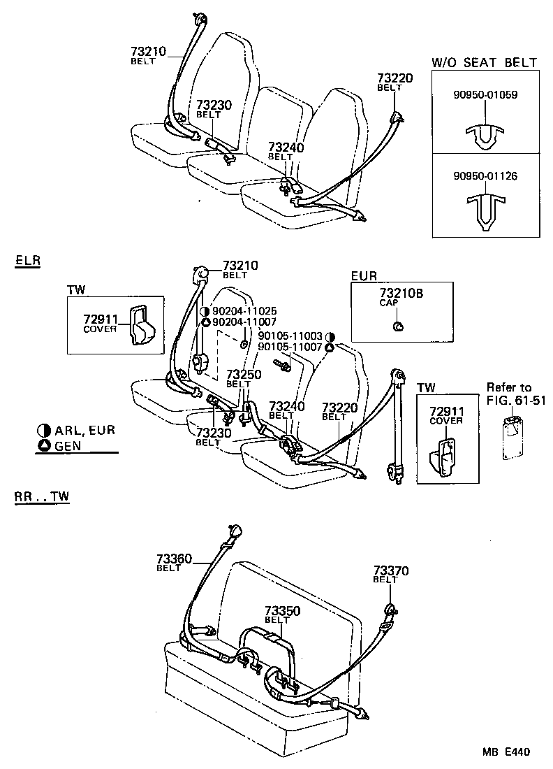 72902-95A20 BELT ASSY, FRONT SEAT INNER, RH product image