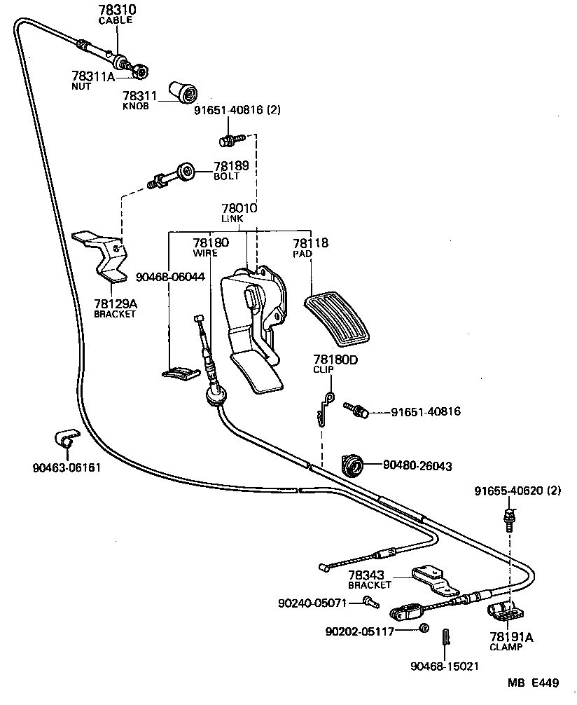 55353-95A07 BRACKET, THROTTLE CABLE product image