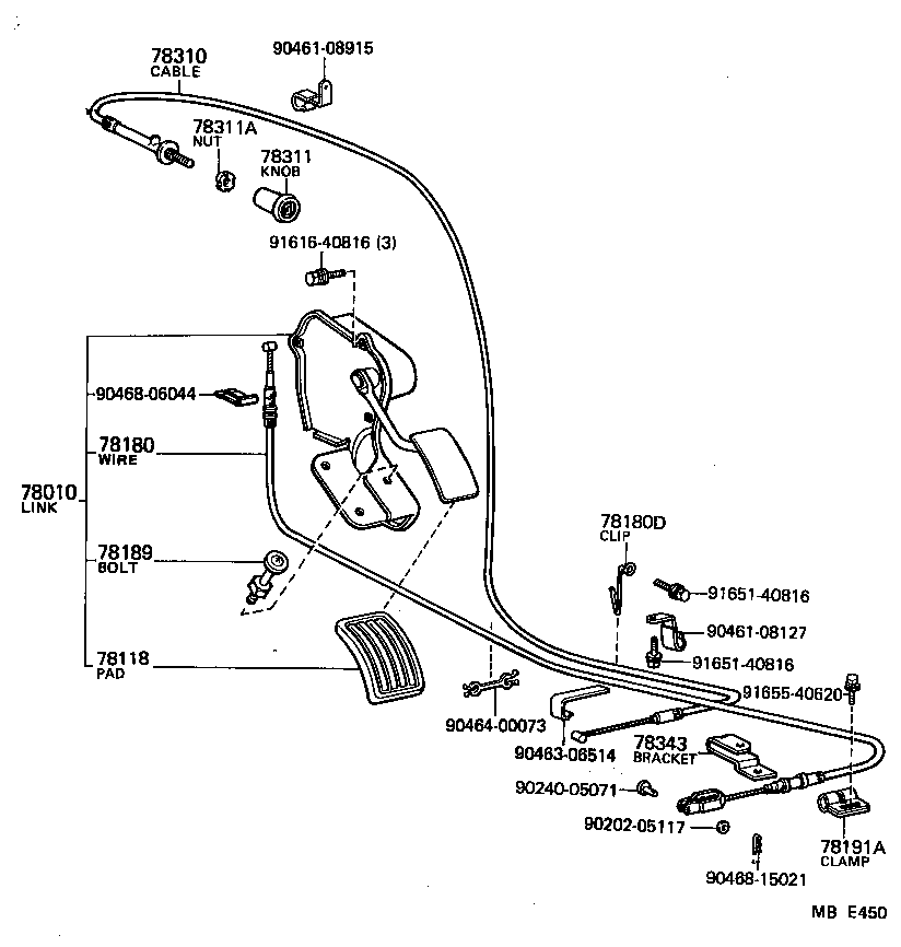55353-95A07 BRACKET, THROTTLE CABLE product image