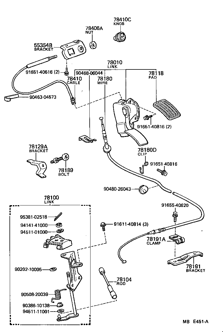 55353-95A07 BRACKET, THROTTLE CABLE product image