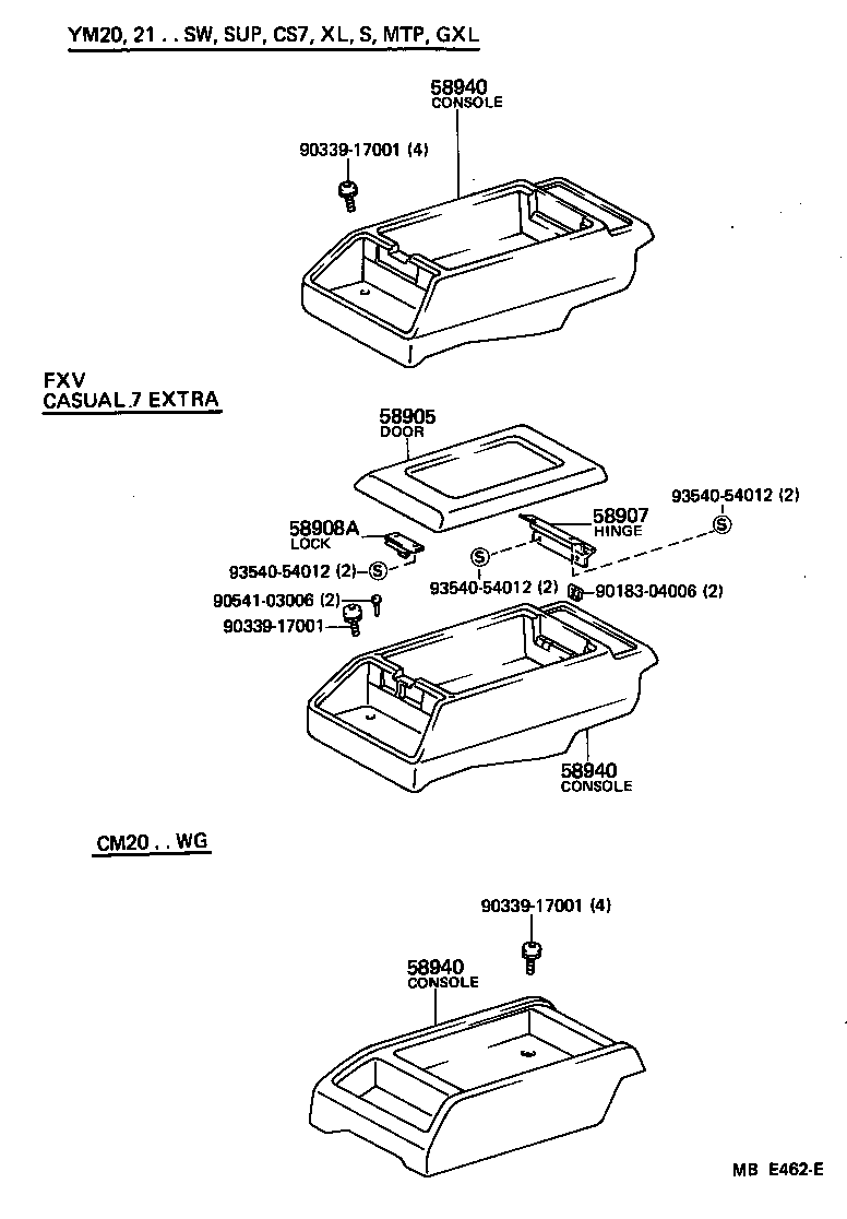 58907-95700 HINGE SUB-ASSY, CONSOLE COMPARTMENT DOOR product image
