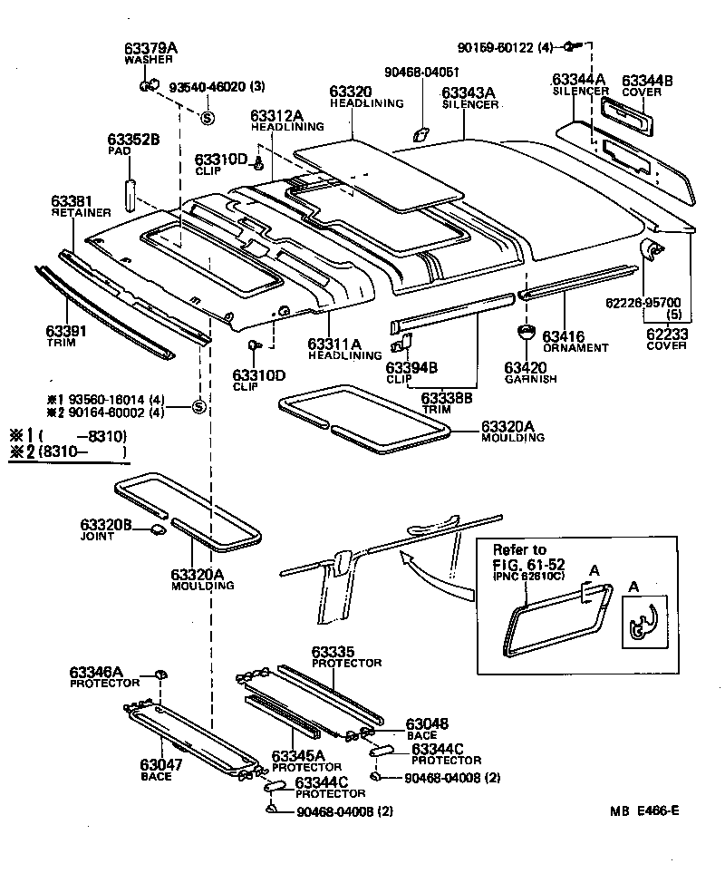 63371-95702 SUPPORT, ROOF HEADLINING, NO.4 product image
