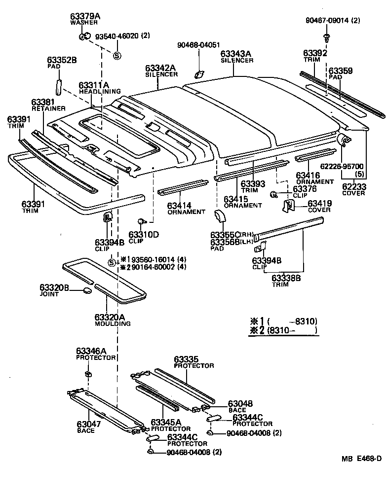 63371-95702 SUPPORT, ROOF HEADLINING, NO.4 product image