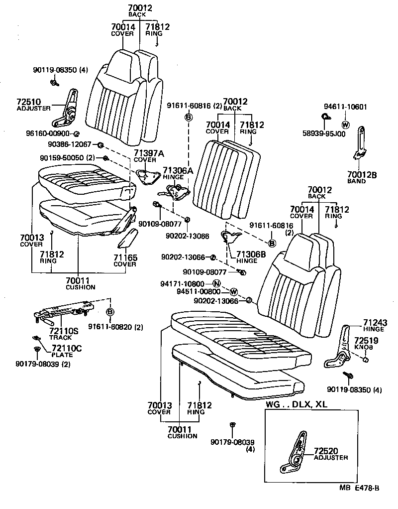 71208-95707 COVER ASSY, NO.1 SEAT CUSHION product image