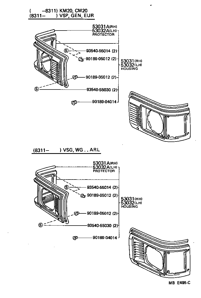 53138-95700 PROTECTOR, HEADLAMP DOOR, RH product image