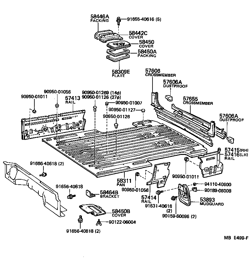 57708-95702 MEMBER, REAR FLOOR CROSS, NO.5 product image
