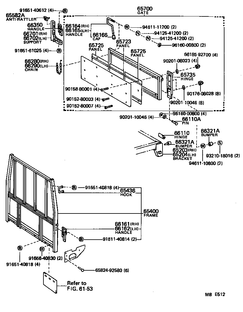 65026-92200 BRACKET SUB-ASSY, GATE BUMPER, RH product image