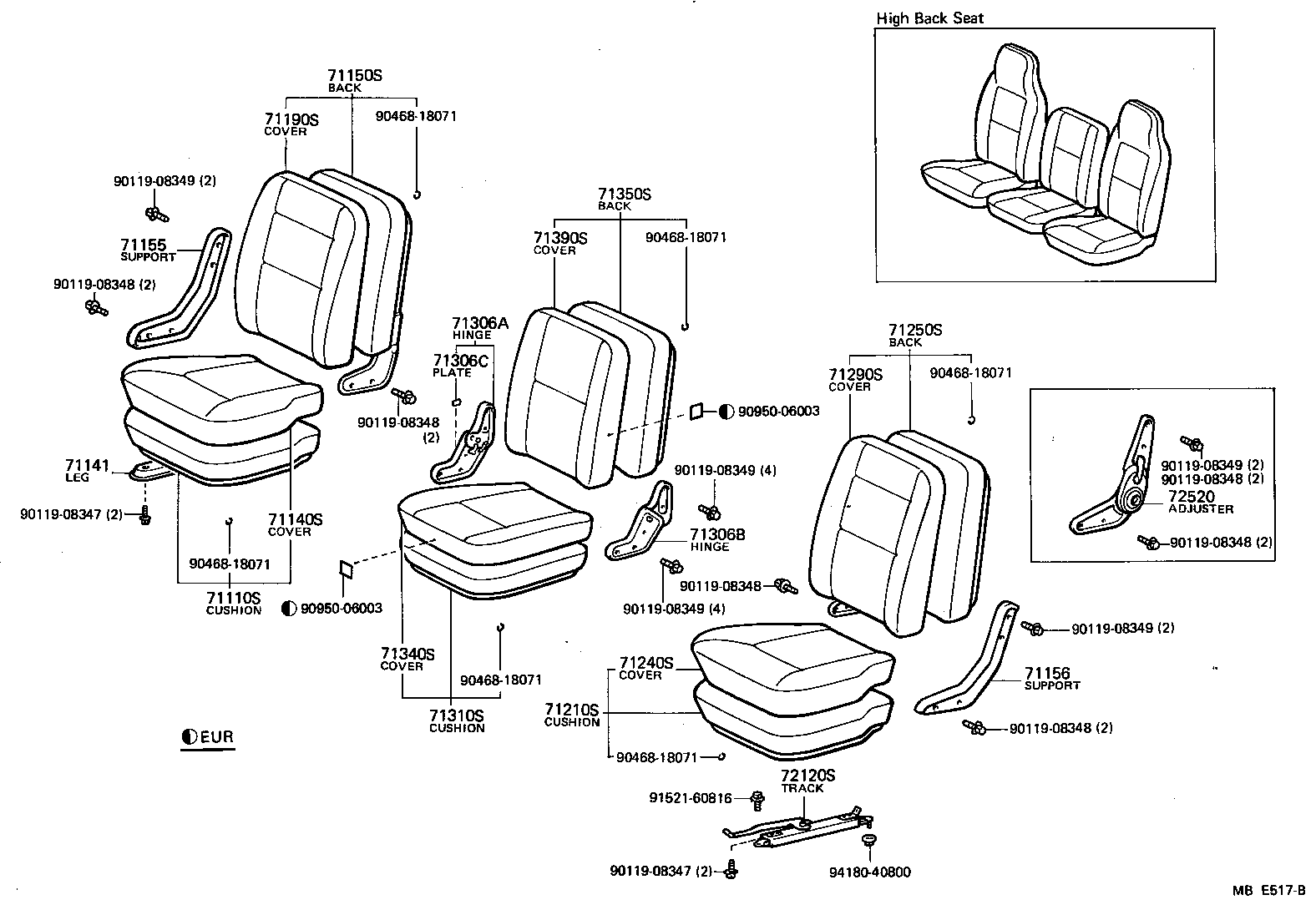 71440-95A05 COVER ASSY, NO.2 SEAT CUSHION product image