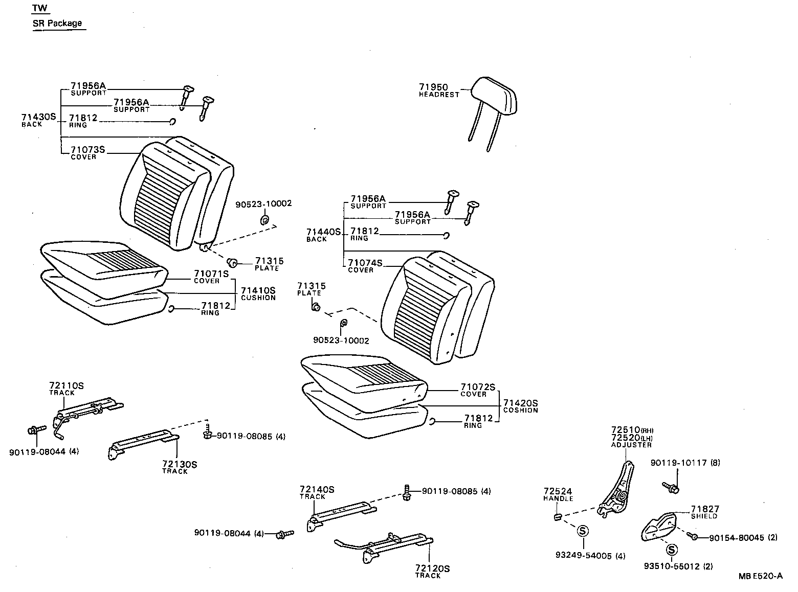 71073-95147 COVER, FRONT SEAT BACK, RH(FOR SEPARATE TYPE) product image
