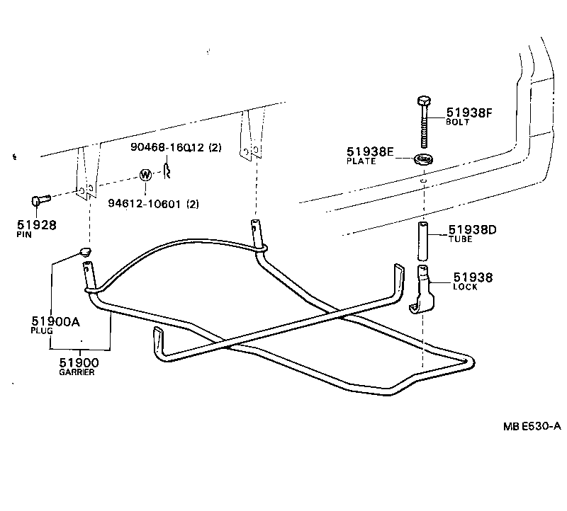 Toyota 90240-06002 PIN, SPARE WHEEL CARRIER