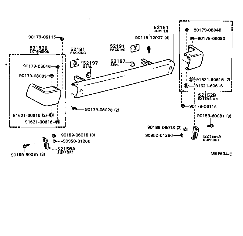52107-29245 EXTENSION, REAR BUMPER, LH product image