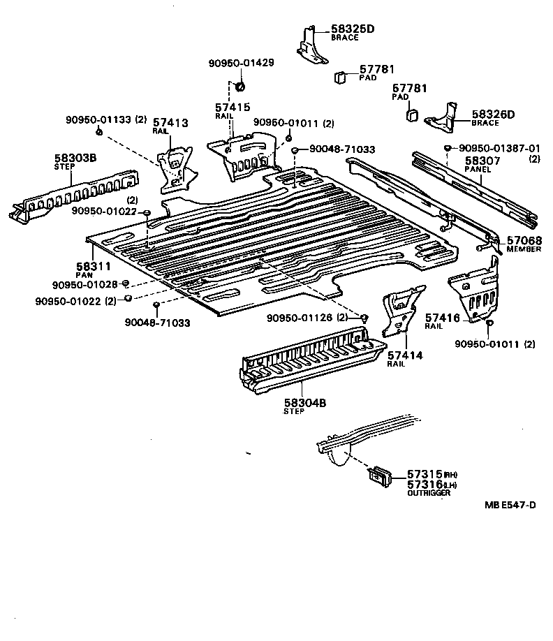 57068-87008 MEMBER SUB-ASSY, REAR FLOOR REAR CROSS, INNER product image
