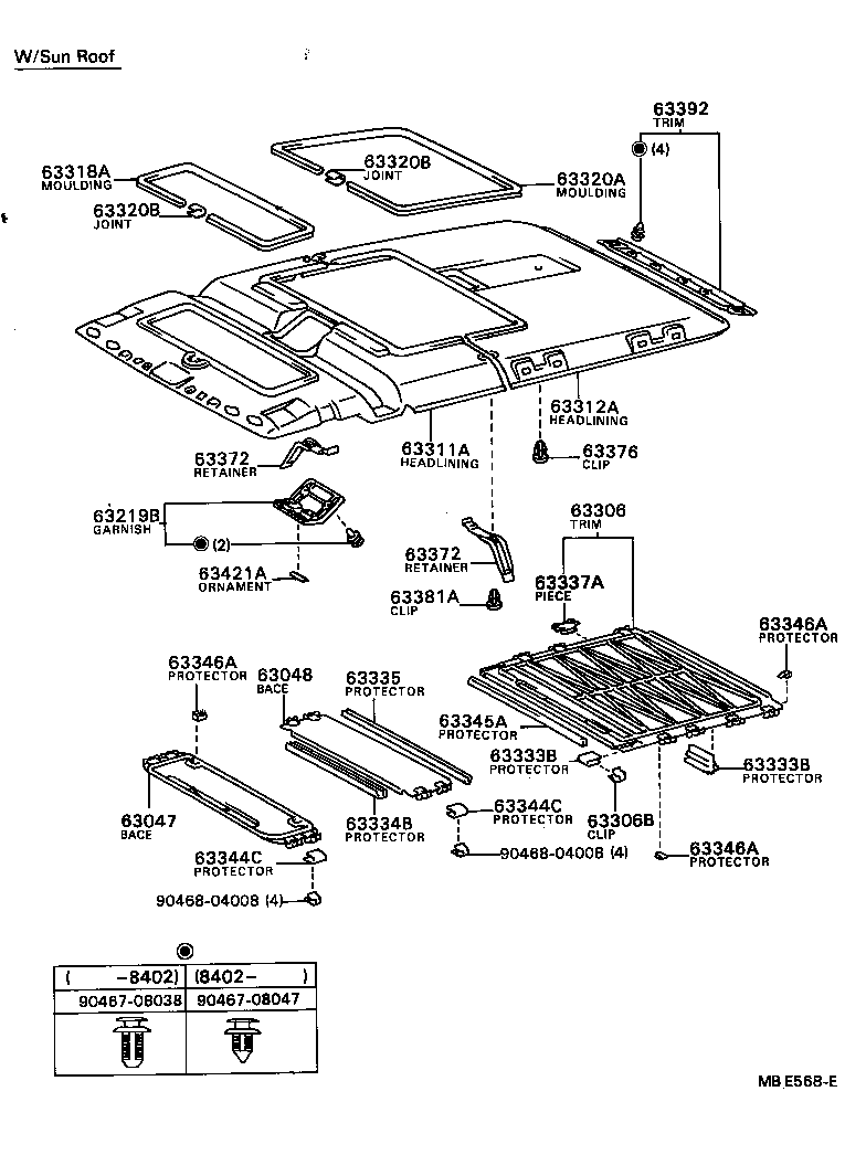 63361-87005 SUPPORT, ROOF HEADLINING, NO.1 product image