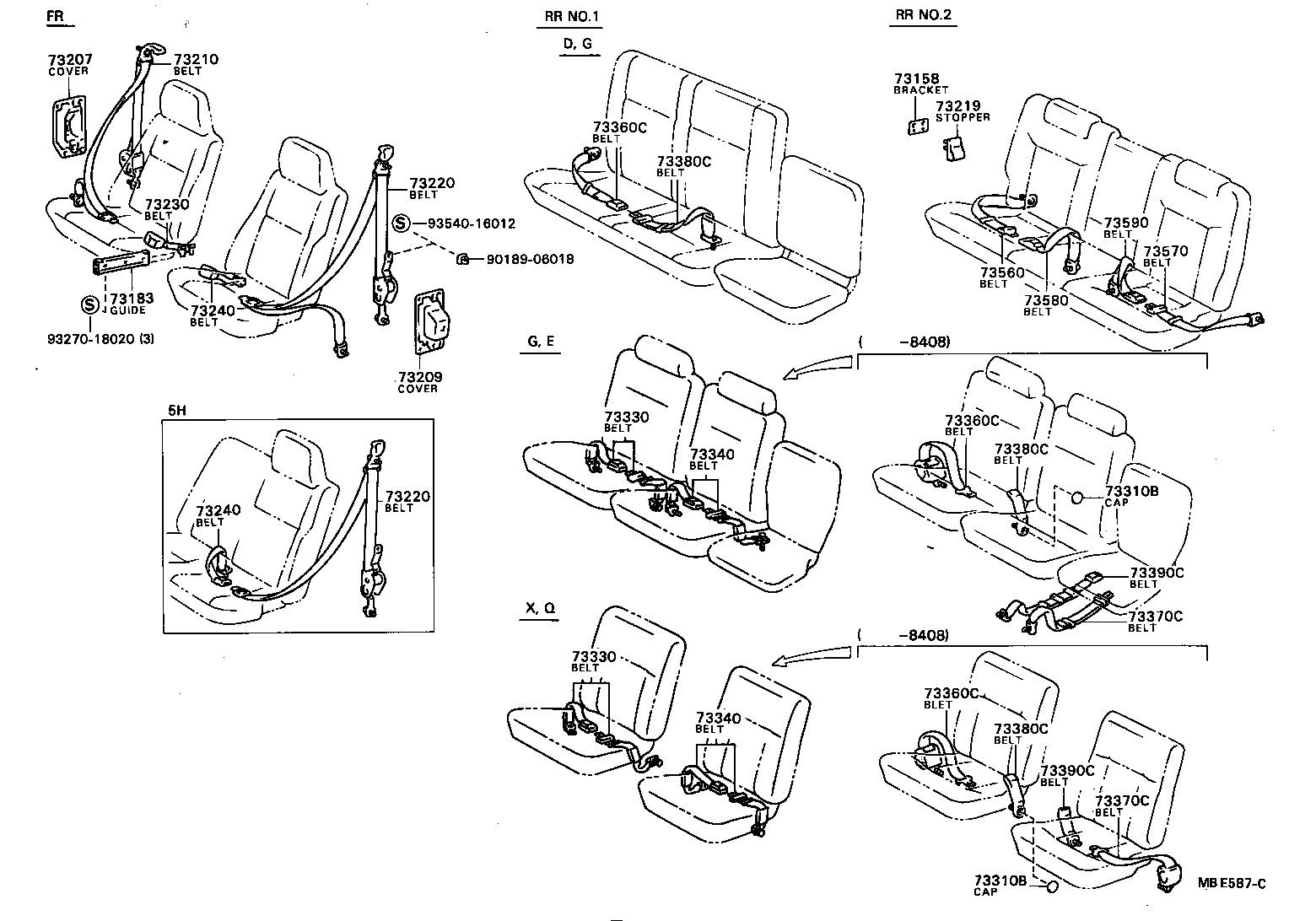 73230-87011 BELT ASSY, FRONT SEAT INNER, RH product image