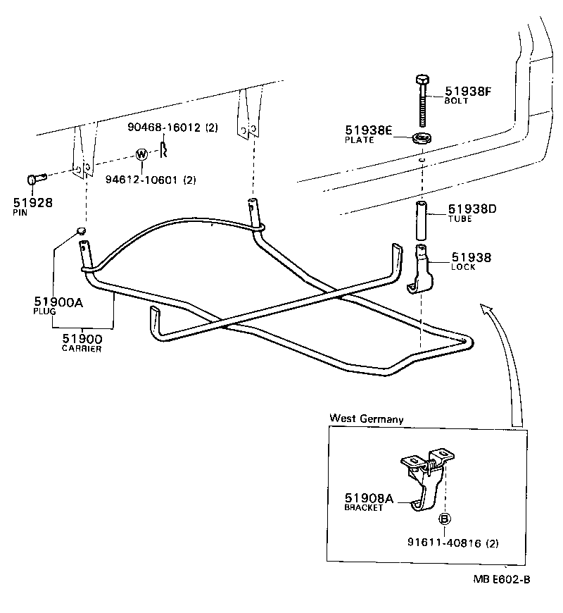 51908-28010 BRACKET SUB-ASSY, SPARE WHEEL MOUNTING product image
