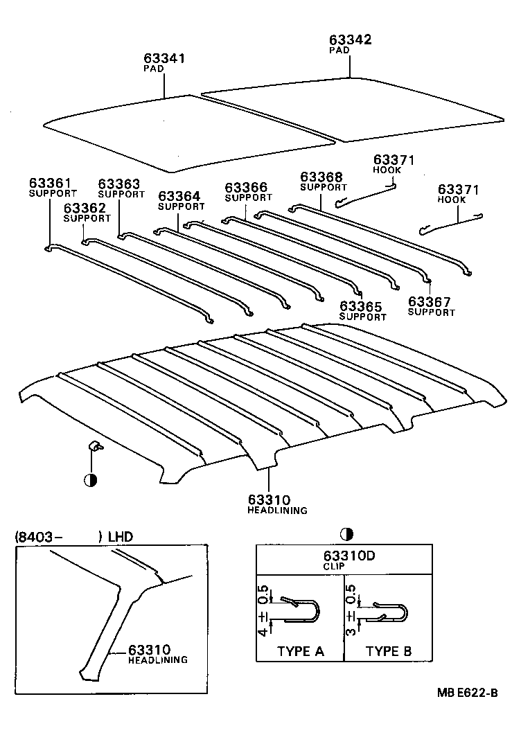 63355-28010 PAD, ROOF HEADLINING, RH product image