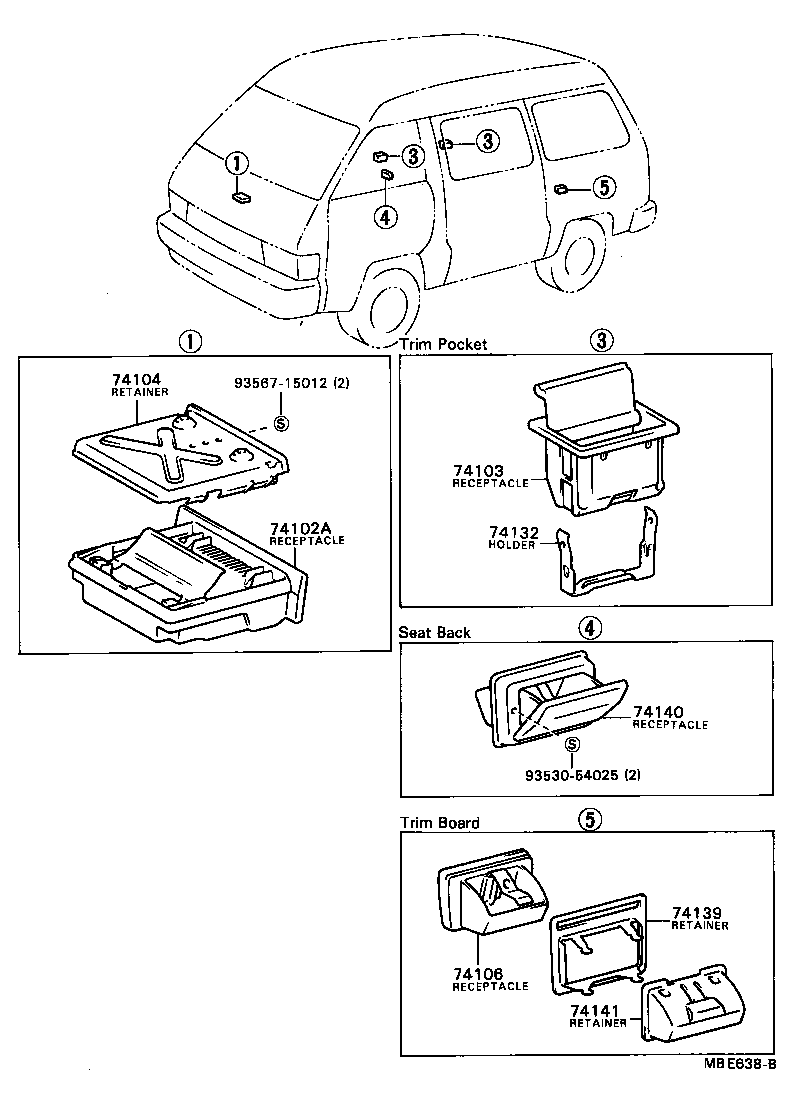 74104-87008 RETAINER SUB-ASSY, ASH RECEPTACLE, NO.1 product image