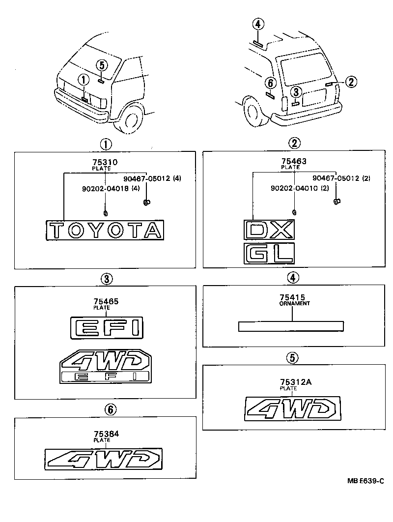 75415-87007 ORNAMENT, ROOF SIDE product image