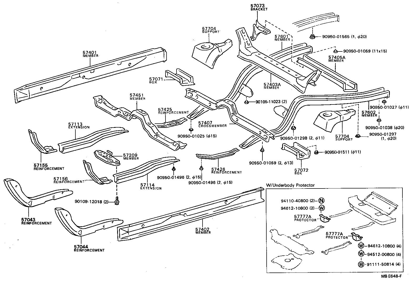 57155-16010 REINFORCEMENT, FRONT SIDE MEMBER, NO.3, RH product image