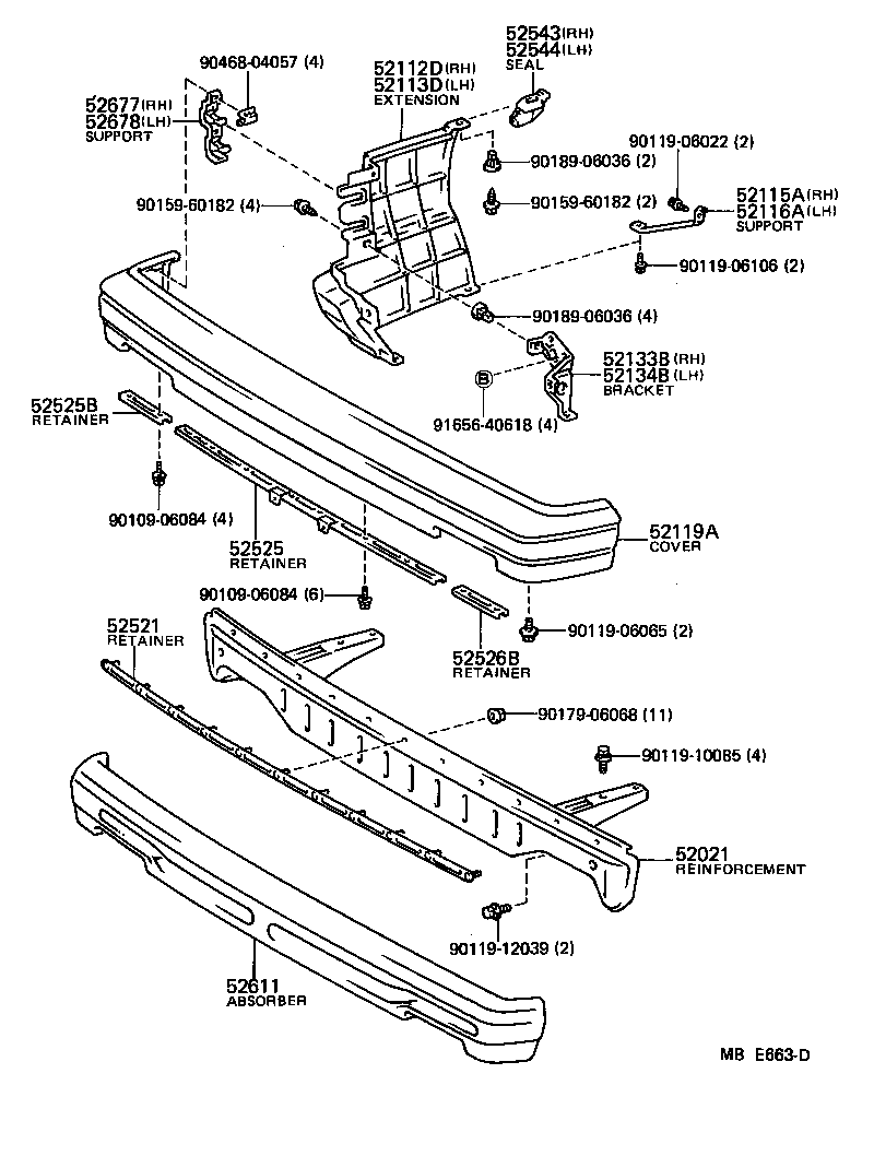 Toyota 52611-32040 ABSORBER, FRONT BUMPER ENERGY