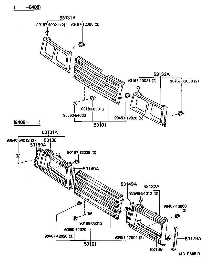 Toyota 53101-39045 GRILLE SUB-ASSY, RADIATOR