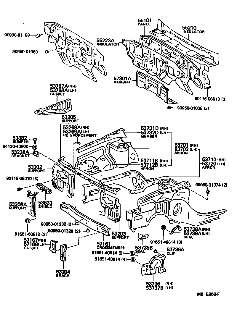 Toyota 53208-32020 SUPPORT SUB-ASSY, HOOD LOCK