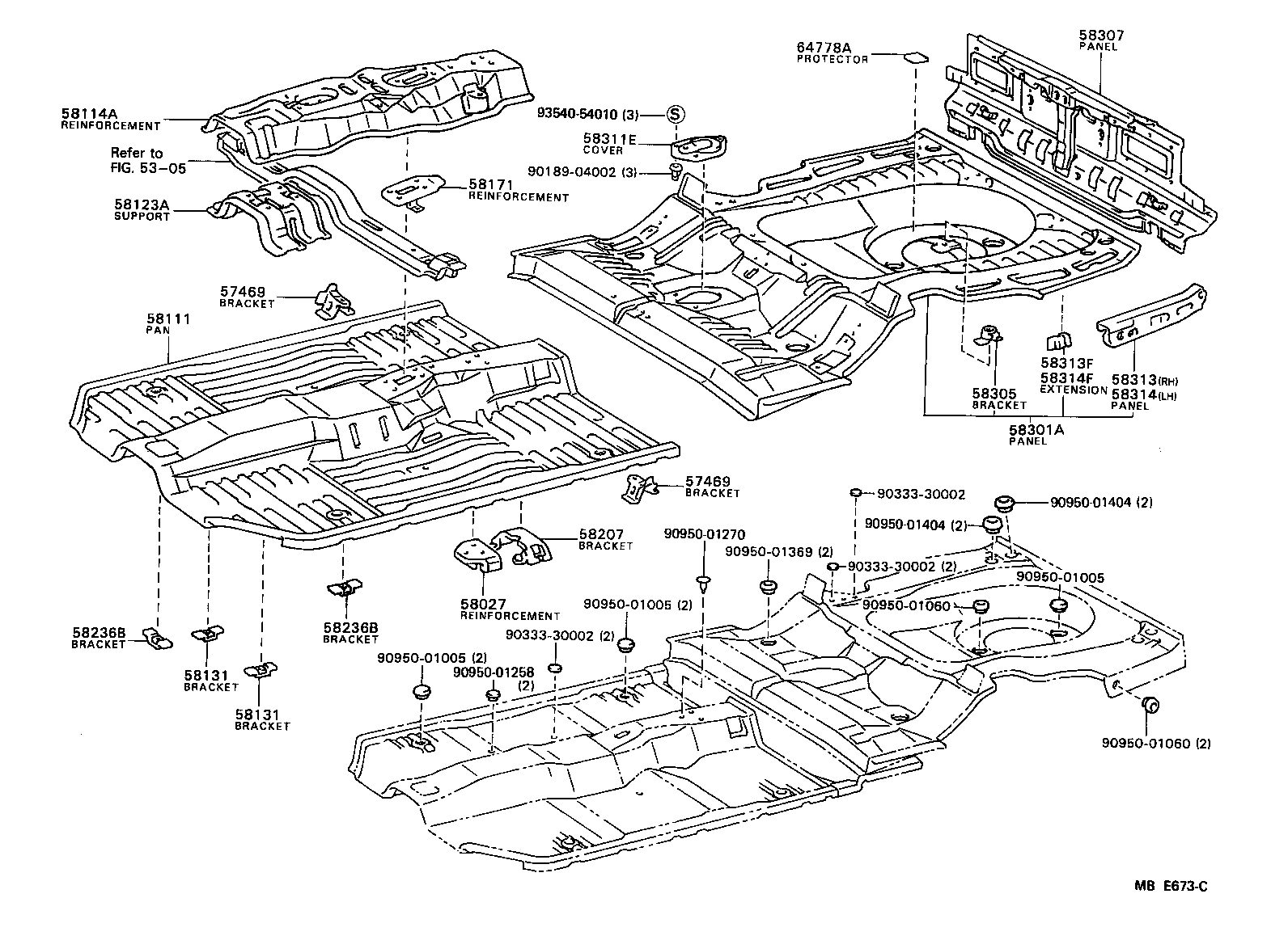 Toyota 58315-32010 EXTENSION, REAR FLOOR PAN TO QUARTER PANEL, RH