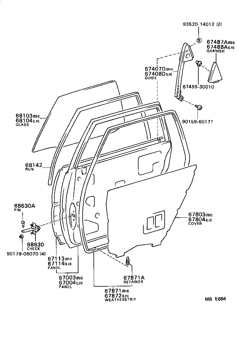67003-32030 PANEL SUB-ASSY, REAR DOOR, RH product image