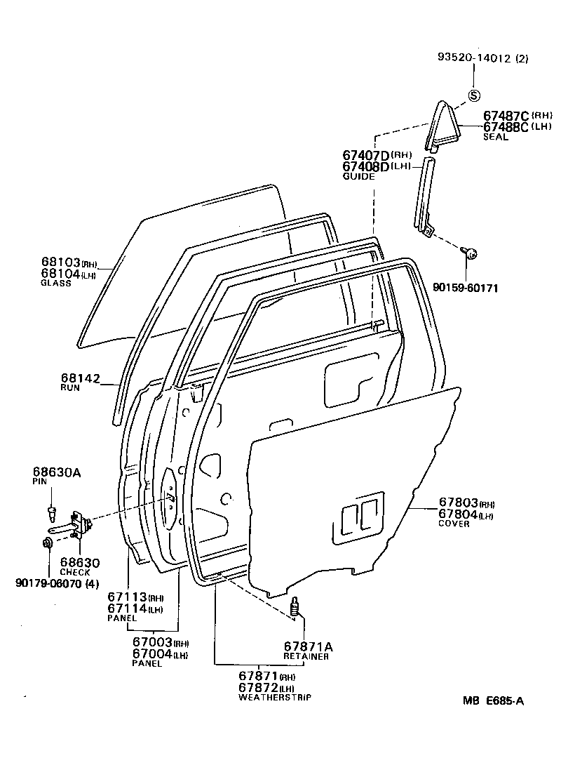 Toyota 67004-32030 PANEL SUB-ASSY, REAR DOOR, LH