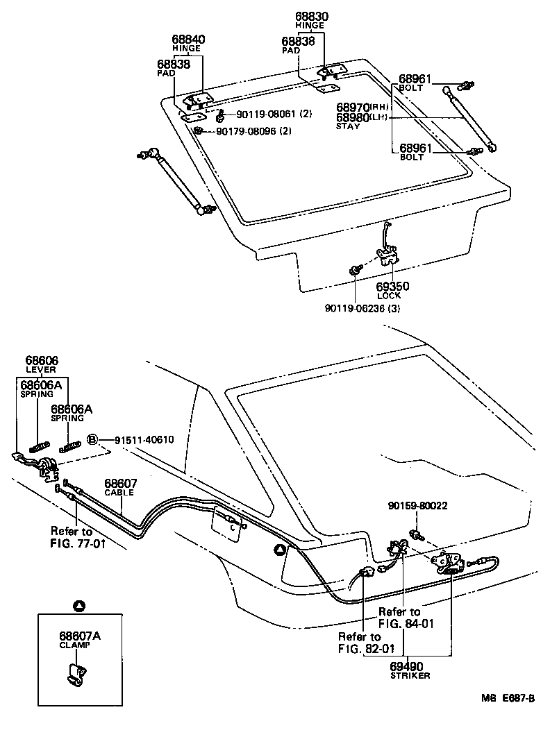 Toyota 68801-32010 HINGE ASSY, BACK DOOR, RH