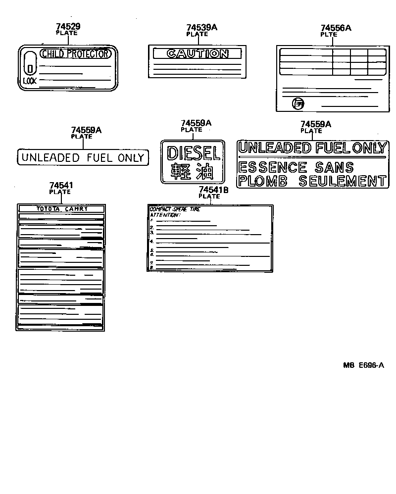Toyota 42661-32030 PLATE, TIRE PRESSURE CAUTION