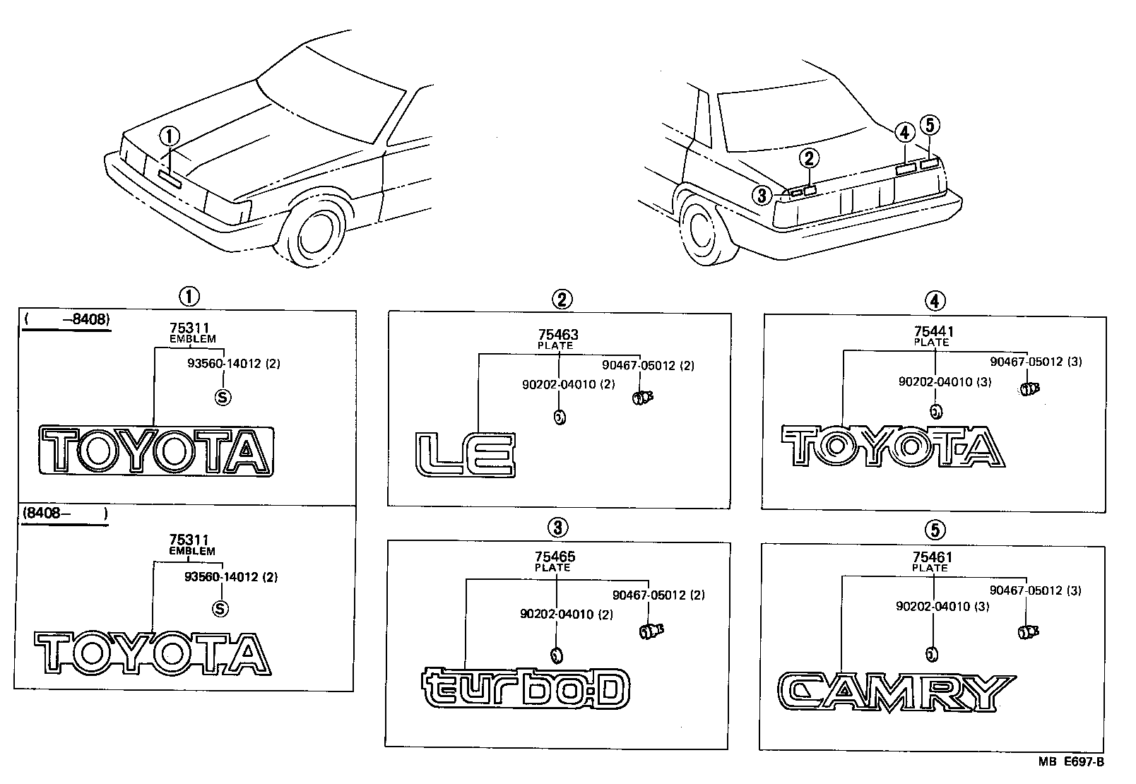 Toyota 75441-32010 PLATE, REAR NAME, NO.1