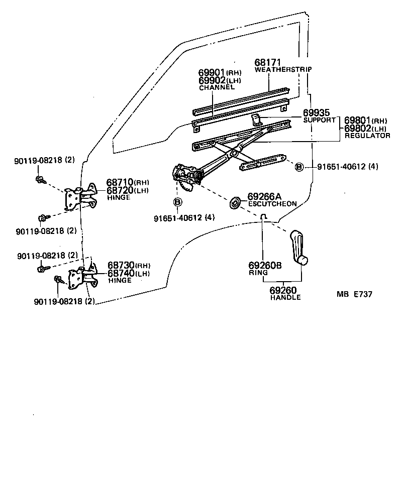 69820-95J00 REGULATOR SUB-ASSY, FRONT DOOR WINDOW, LH product image
